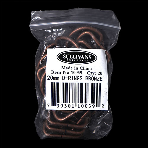 10039 Sullivans D Ring - 20mm - Bronze - 20pcs	