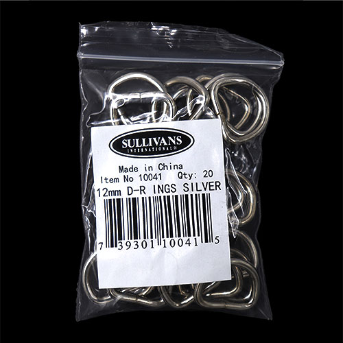 10041 Sullivans D Ring - 12mm - Silver - 20pcs	