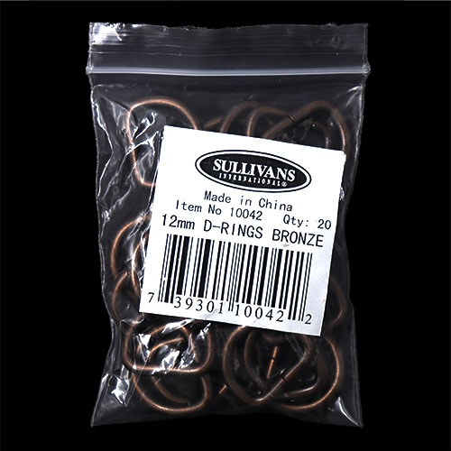 10042 Sullivans D Ring - 12mm - Bronze - 20pcs	