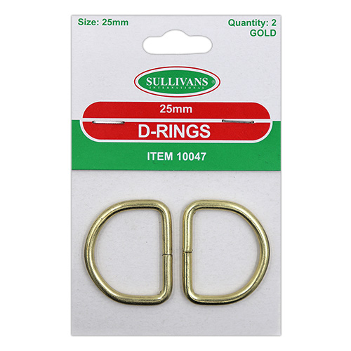 10047 Sullivans D Ring - 25mm - Gold - 2pcs	