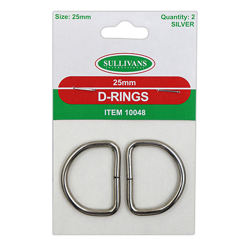 10048 Sullivans D Ring - 25mm - Silver - 2pcs	
