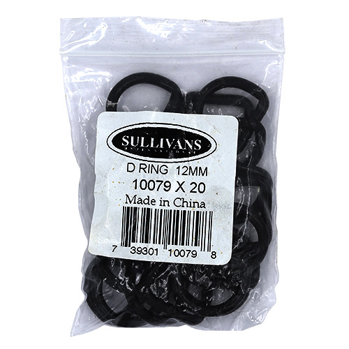 10079 Sullivans D Ring - 12mm - Black - 20pcs