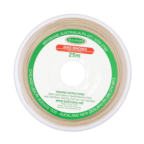 10136 Sullivans 25mm Poly-cotton Bias Binding - Camel	