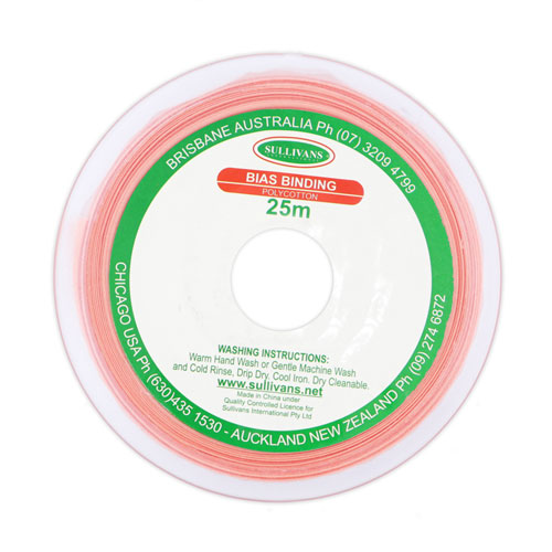 10138 Sullivans 25mm Poly-cotton Bias Binding - Apricot	