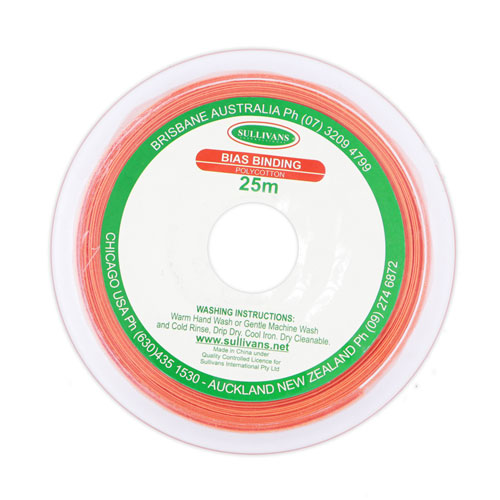 10156 Sullivans 25mm Poly-cotton Bias Binding - Orange	