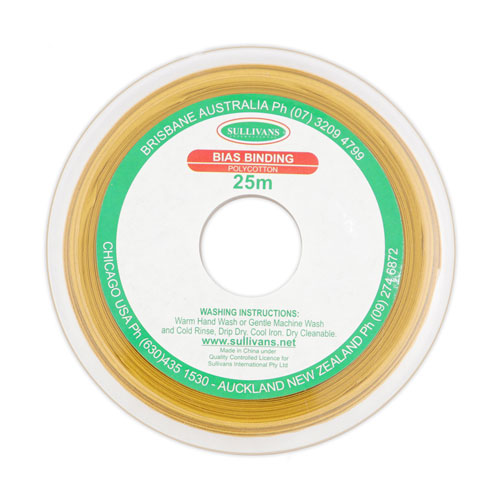 10245 Sullivans 12mm Poly-cotton Bias Binding - Gold	