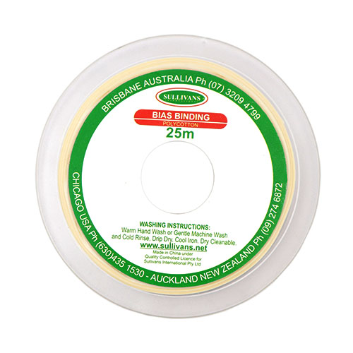 10247 Sullivans 12mm Poly-cotton Bias Binding - Cream