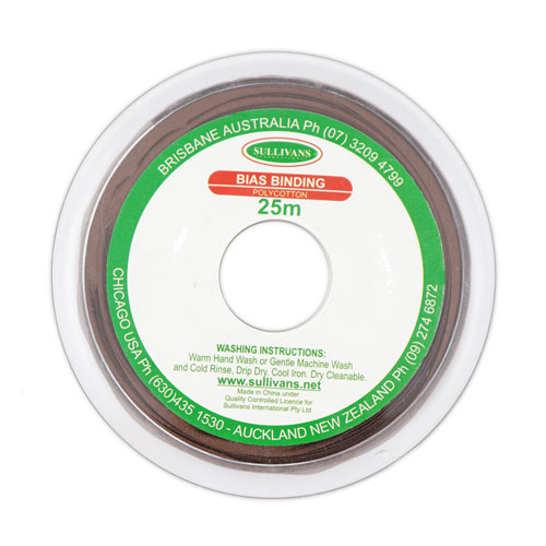 10250 Sullivans 12mm Poly-cotton Bias Binding - Brown	