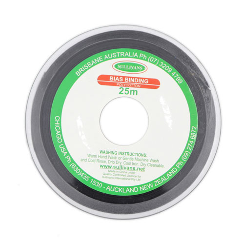 10251 Sullivans 12mm Poly-cotton Bias Binding - Black