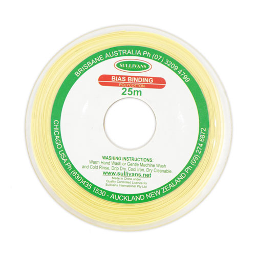 10258 Sullivans 12mm Poly-cotton Bias Binding - Lemon	