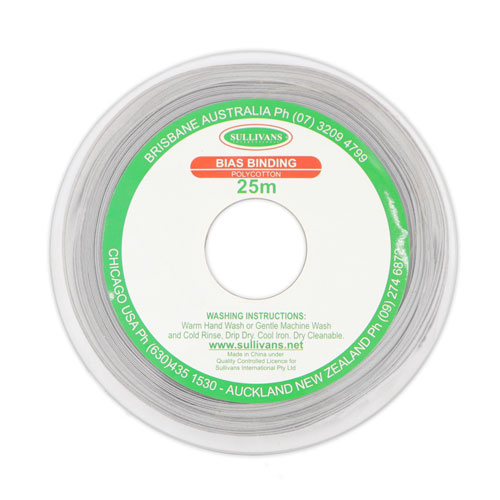 10268 Sullivans 12mm Poly-cotton Bias Binding - Light Grey	