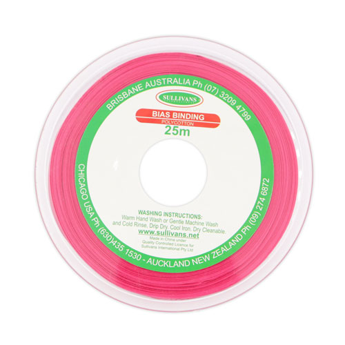 10275 Sullivans 25mm Poly-cotton Bias Binding - Fuchsia	