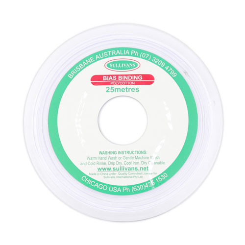 10279 Sullivans 25mm Poly-cotton Bias Binding - White