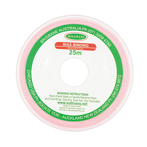 10280 Sullivans 25mm Poly-cotton Bias Binding - Baby Pink	