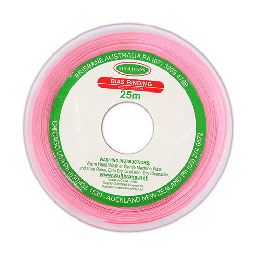 10281 Sullivans 25mm Poly-cotton Bias Binding - Pink	