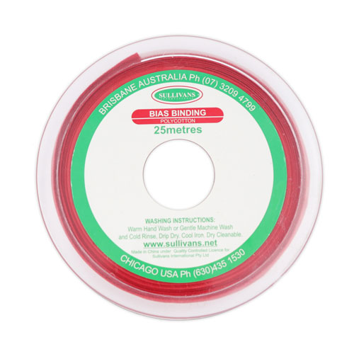 10283 Sullivans 25mm Poly-cotton Bias Binding - Red