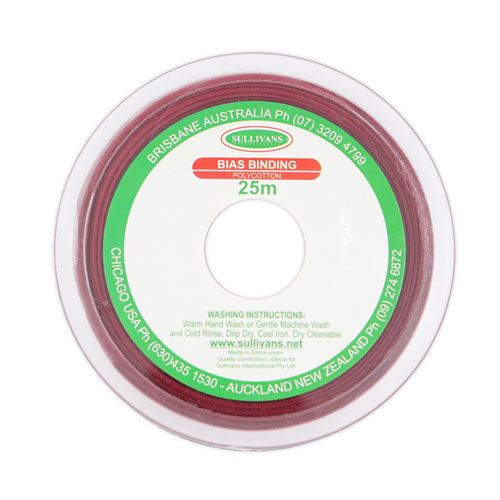 10284 Sullivans 25mm Poly-cotton Bias Binding - Light Wine	