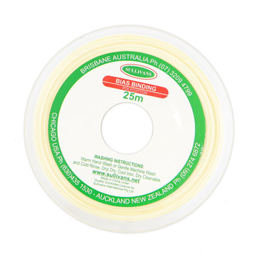 10287 Sullivans 25mm Poly-cotton Bias Binding - Cream