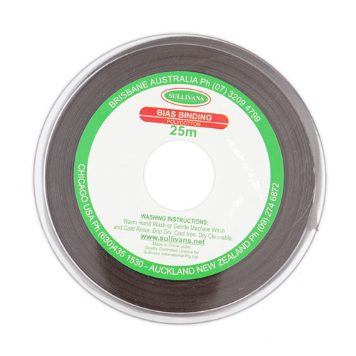 10289 Sullivans 25mm Poly-cotton Bias Binding - Brown	