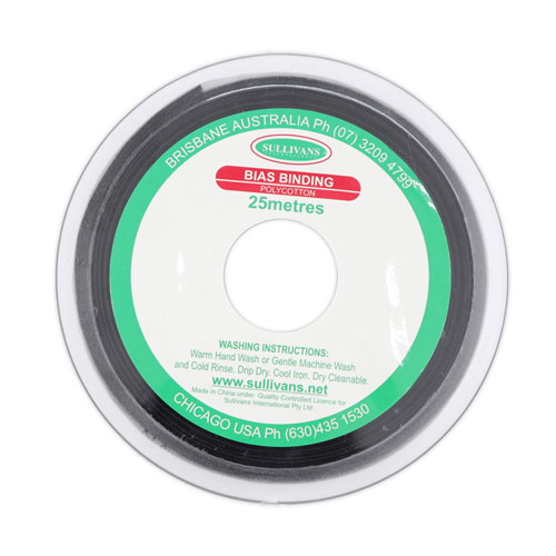 10290 Sullivans 25mm Poly-cotton Bias Binding - Black