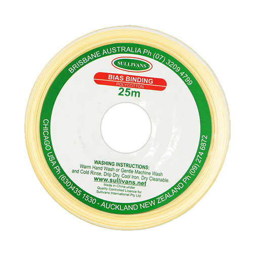 10293 Sullivans 25mm Poly-cotton Bias Binding - Lemon	