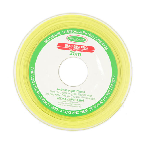 10294 Sullivans 25mm Poly-cotton Bias Binding - Yellow	