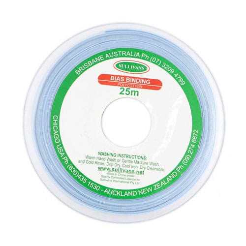 10295 Sullivans 25mm Poly-cotton Bias Binding - Baby Blue