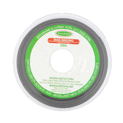 10299 Sullivans 25mm Poly-cotton Bias Binding - Charcoal