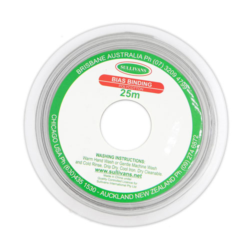 10300 Sullivans 25mm Poly-cotton Bias Binding - Light Grey	