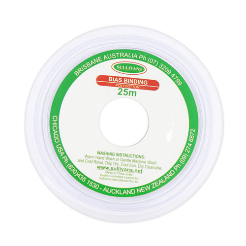 10308 Sullivans 50mm Poly-cotton Bias Binding - White	