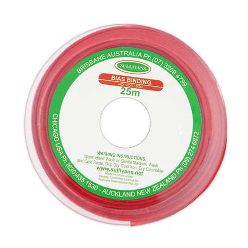 10309 Sullivans 50mm Poly-cotton Bias Binding - Red	