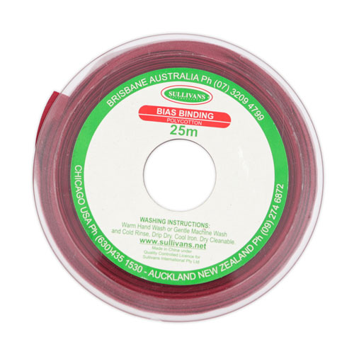 10310 Sullivans 50mm Poly-cotton Bias Binding - Wine	