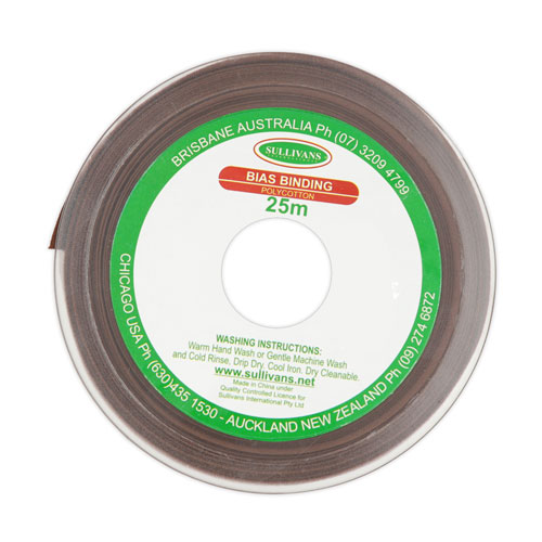 10313 Sullivans 50mm Poly-cotton Bias Binding - Brown	
