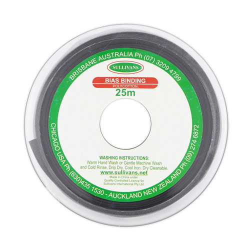 10314 Sullivans 50mm Poly-cotton Bias Binding - Black