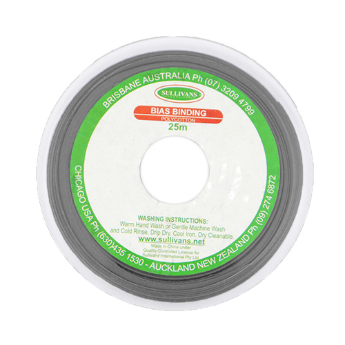 10317 Sullivans 50mm Poly-cotton Bias Binding - Charcoal Grey	