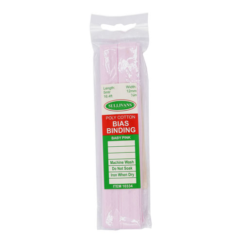 10334 Sullivans 12mm Poly-cotton Bias Binding - Baby Pink	