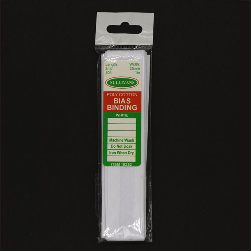 10362 Sullivans 25mm Poly-cotton Bias Binding - White