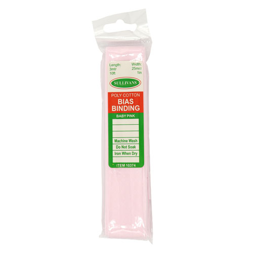 10374 Sullivans 25mm Poly-cotton Bias Binding - Baby Pink	