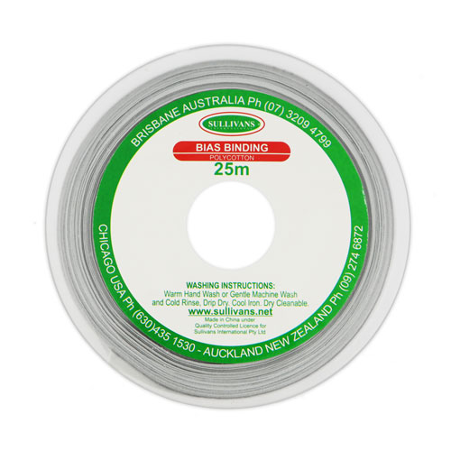 10376 Sullivans 25mm Poly-cotton Bias Binding - Grey	