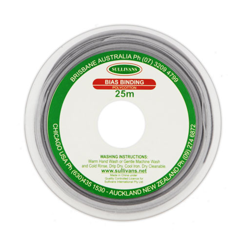 10390 Sullivans 50mm Poly-cotton Bias Binding - Grey	