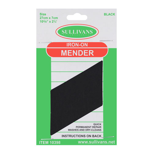 10398 Sullivans Iron On Mender 27cmx7cm - Black