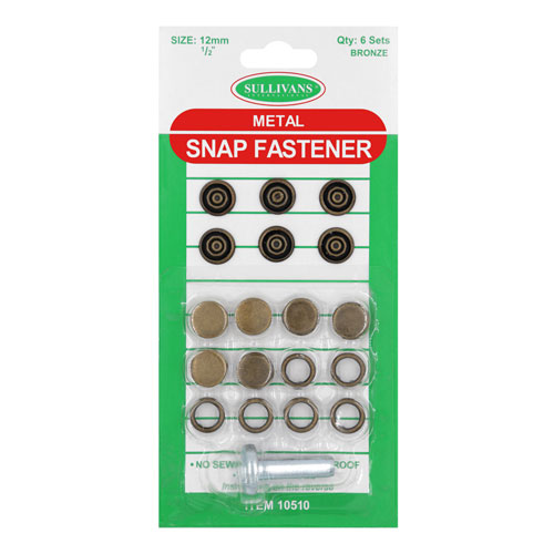 10510 Sullivans 12mm Metal Snap Fastener With Tool - Bronze