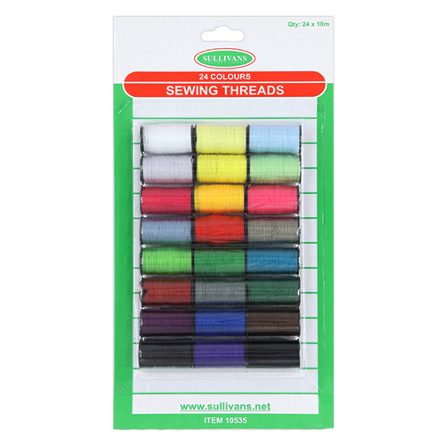 10535 Sullivans Polyester Thread Kit 24 Assorted Colours X10m