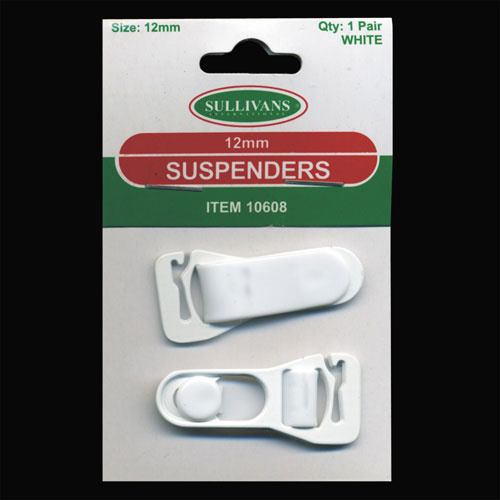 10608 Sullivans 12mm Hosiery Suspenders - White