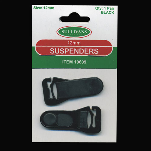 10609 Sullivans 12mm Hosiery Suspenders - Black