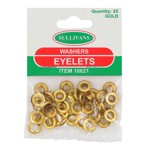 10621 Sullivans 4mm Eyelets - 25 Washers - Gold