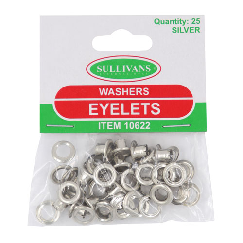 10622 Sullivans 4mm Eyelets - 25 Washers - Silver
