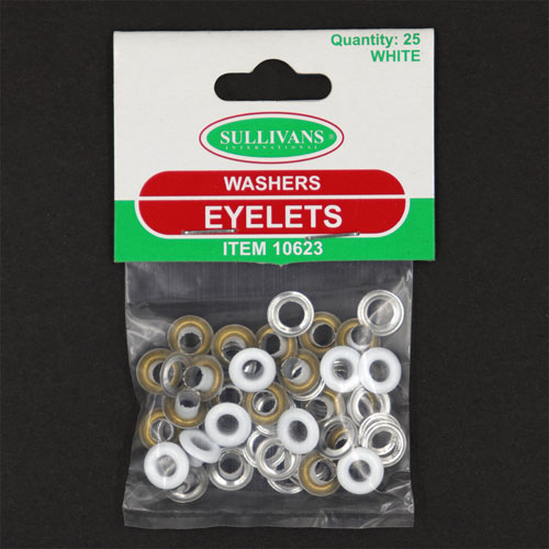 10623 Sullivans 4mm Eyelets - 25 Washers - White