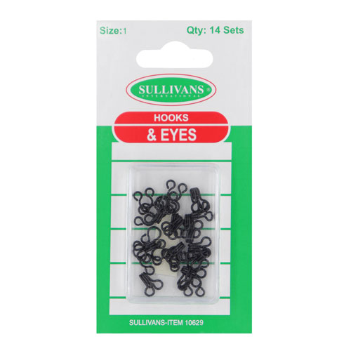 10629 Sullivans Hook & Eyes - Size 1 - Black