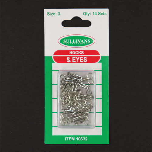 10632 Sullivans Hook & Eyes - Size 3 - Silver 